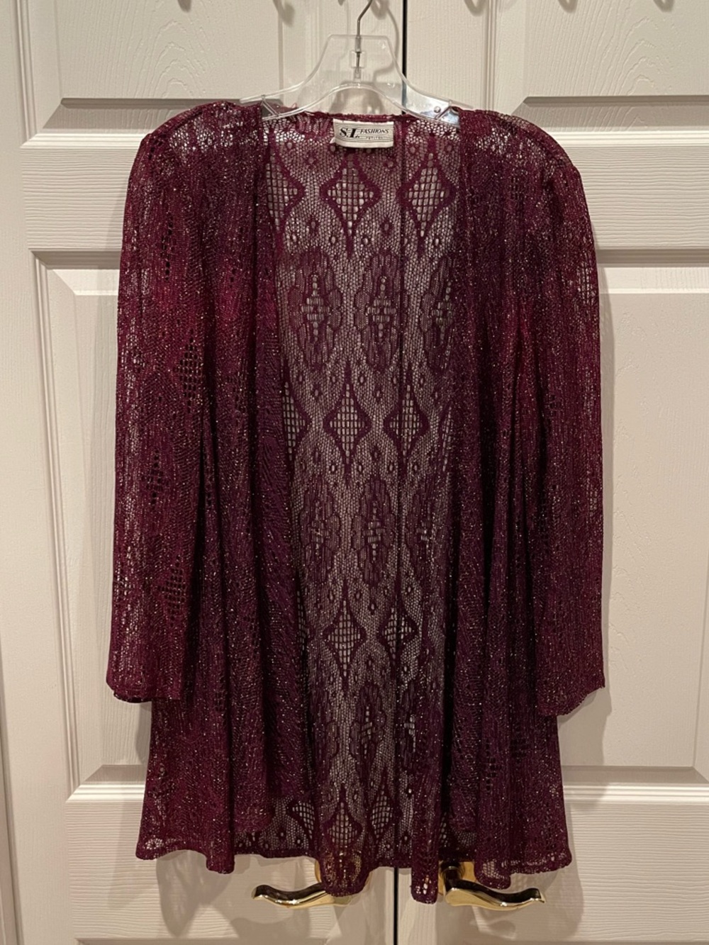 SL Fashions Wine Lace Open Cardigan
